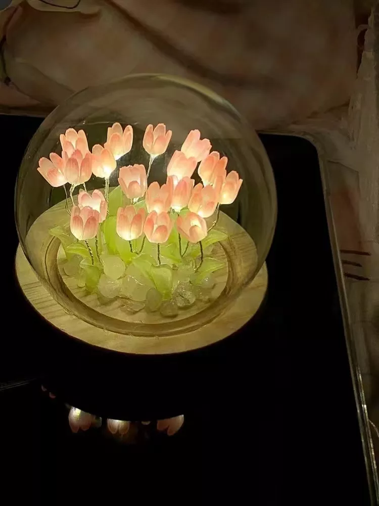 Heat Shrinkable Led Tulip Night Light Manual Diy Material Package photo review