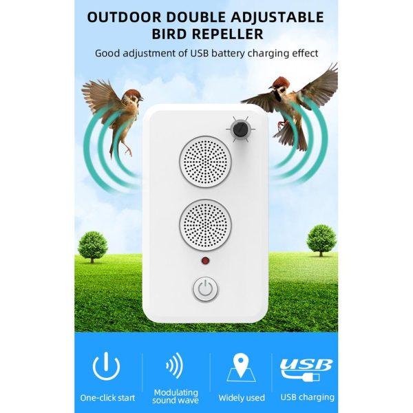 Ultrasonic Bird Repeller with USB Rechargeable Battery