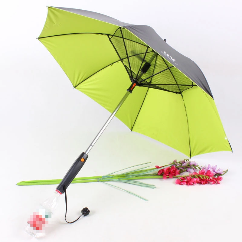 4 Colors Sunny and Rainy Umbrella with Fan and Spray Long-Handle Summer Umbrella