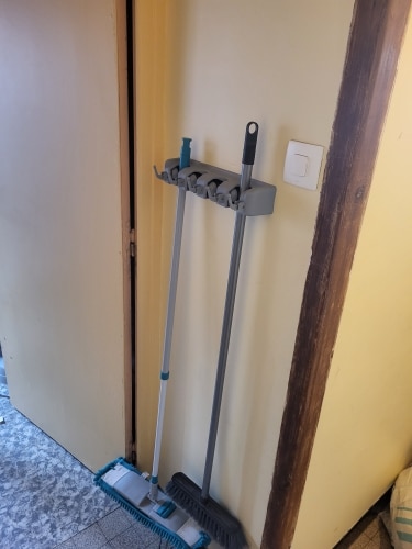 Wall-mounted multi-functional mop and broom holder photo review