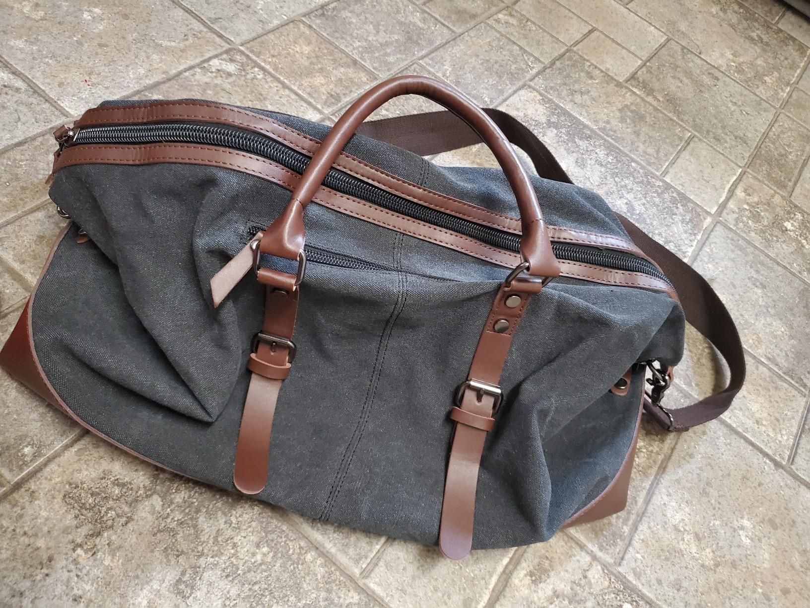 Waxed Canvas Leather Weekender Bag Waterproof Travel Duffels photo review