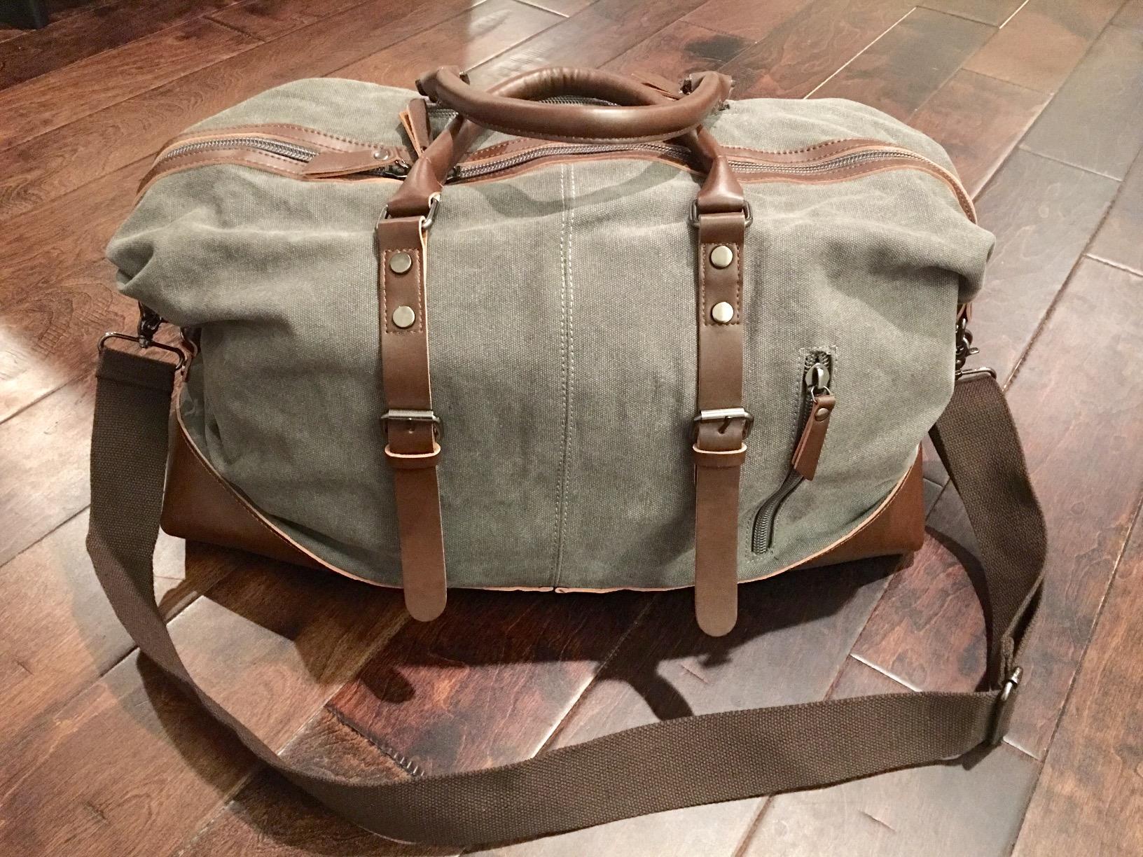 Waxed Canvas Leather Weekender Bag Waterproof Travel Duffels photo review