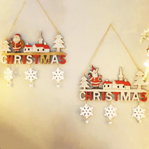 Wooden Christmas Door Hanging Ornaments For Home Decor