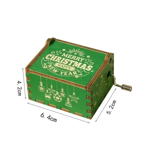 Hand Cranked Wooden Christmas Music Box