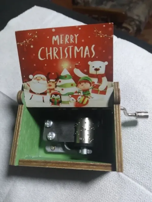 Hand Cranked Wooden Christmas Music Box photo review