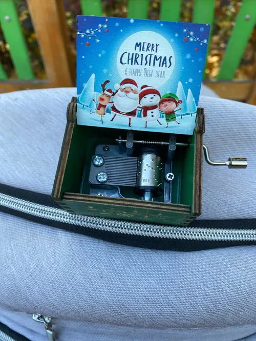 Hand Cranked Wooden Christmas Music Box photo review